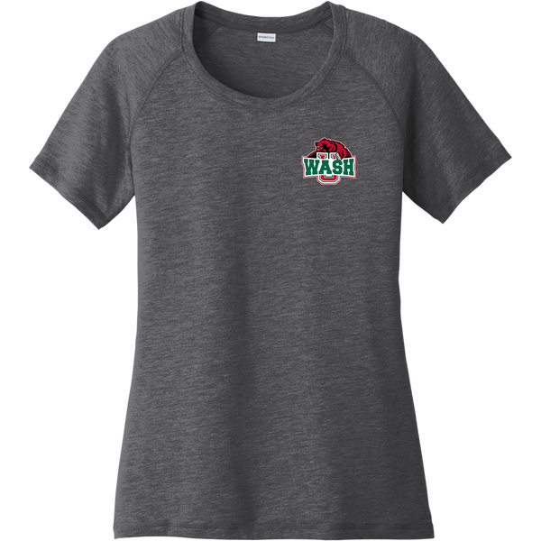 Wash U Ladies PosiCharge Tri-Blend Wicking Scoop Neck Raglan Tee