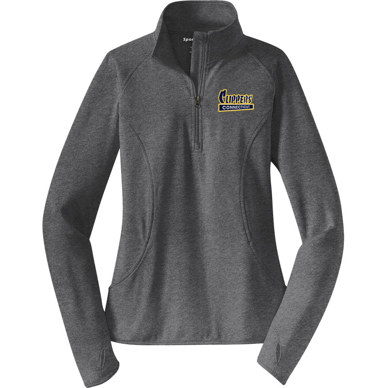 CT Clippers Ladies Sport-Wick Stretch 1/4-Zip Pullover