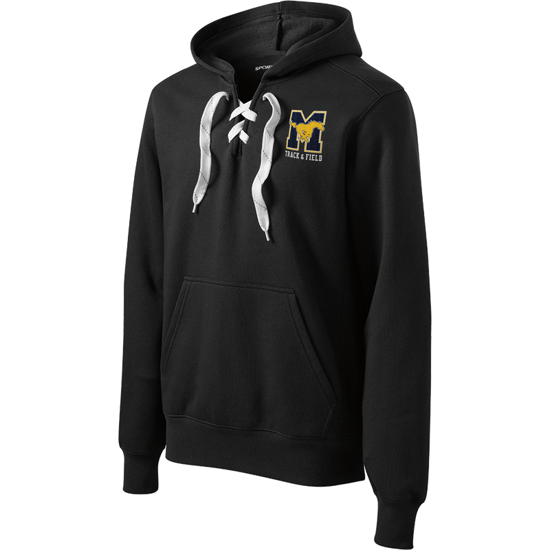 Marlboro Track and Field Lace Up Pullover Hooded Sweatshirt